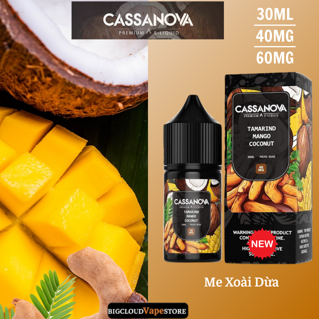 Cassannova Salt 30ml 40MG-60MG Me Xoài Dừa 